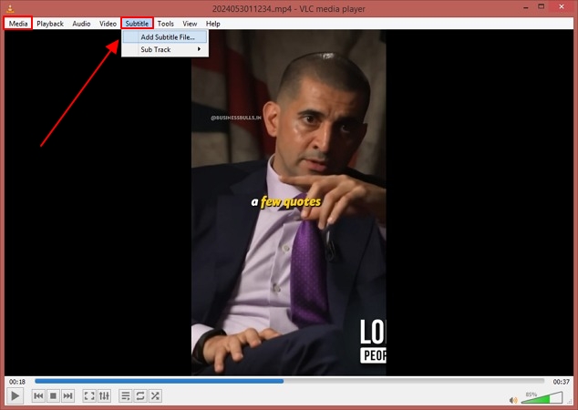 add subtitle file to vlc