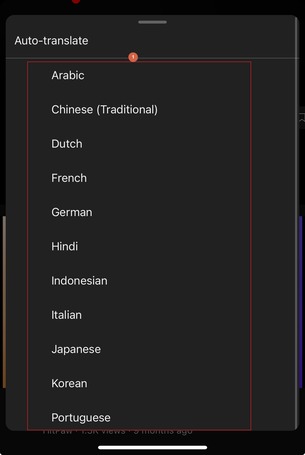 select a language to auto translate for youtube