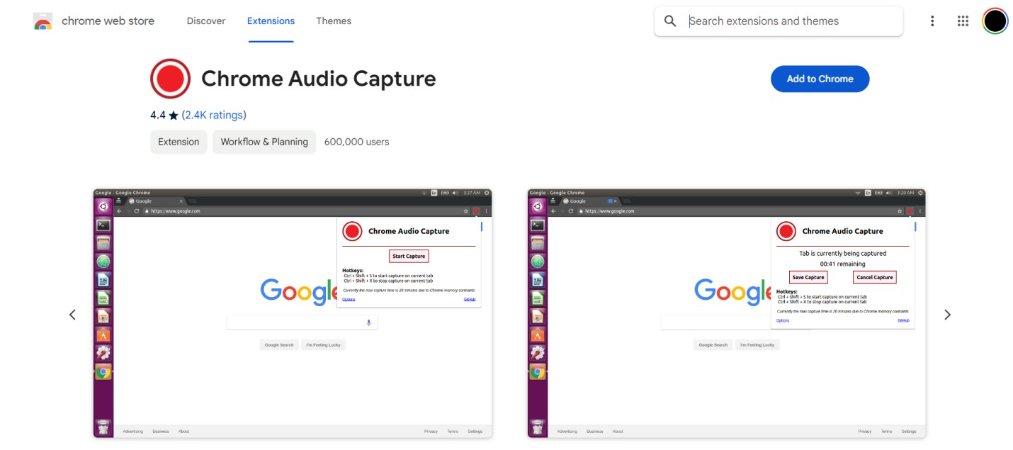 chrome audio capture