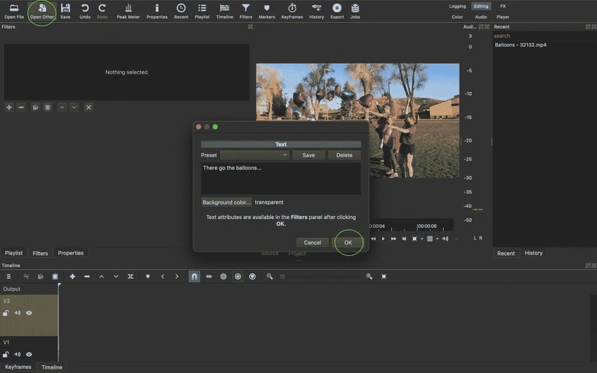 choose open other option to add text