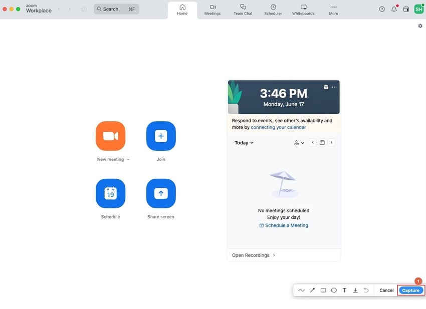use command and T to capture zoom screenshot on mac