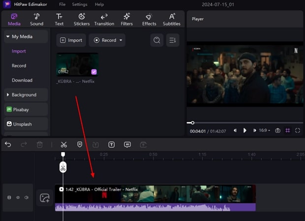 add turkish video to hitpaw edimakor