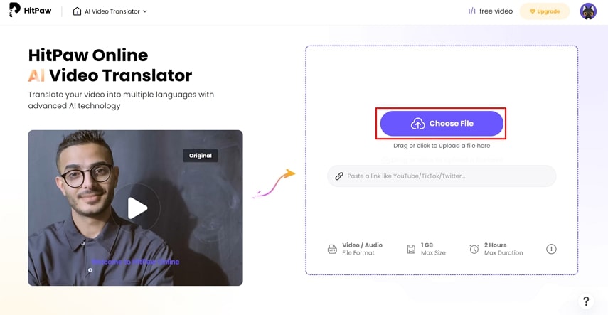 launch online hitpaw and upload video