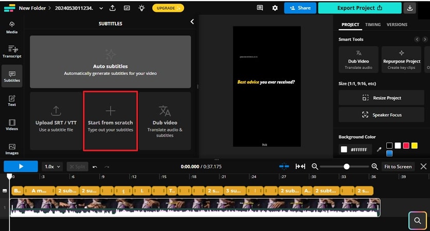 comenzar agregando subtítulos manualmente