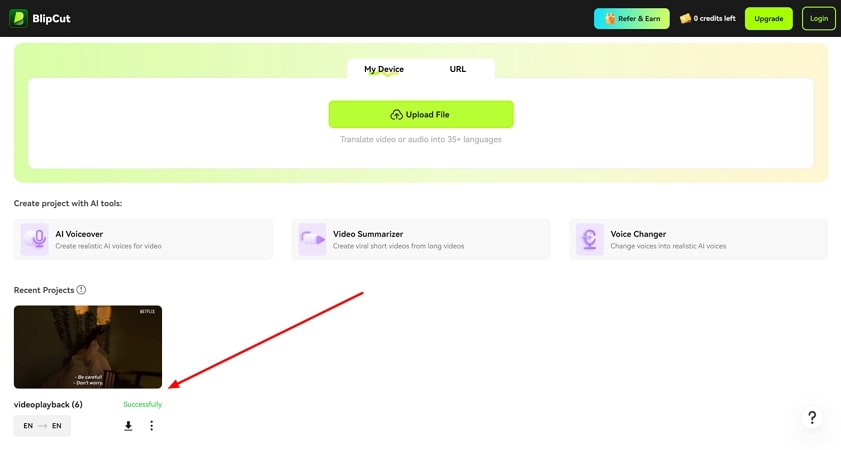 execute translation of video to arabic