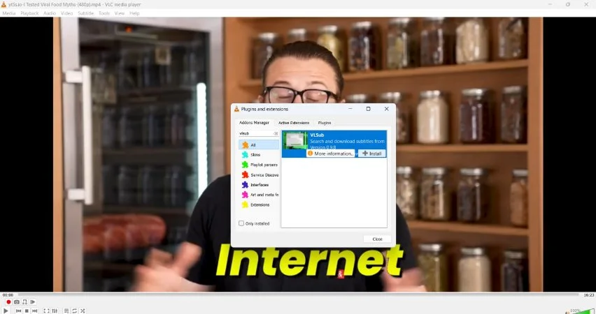 download vlsub extention