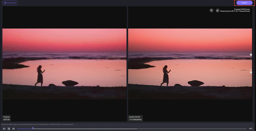 click export to save video