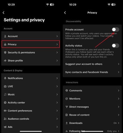 how to private account in tiktok