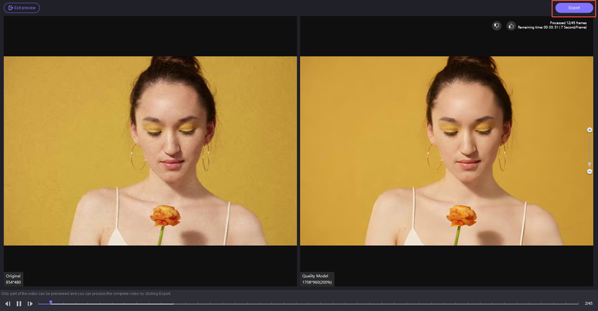 compare and click export