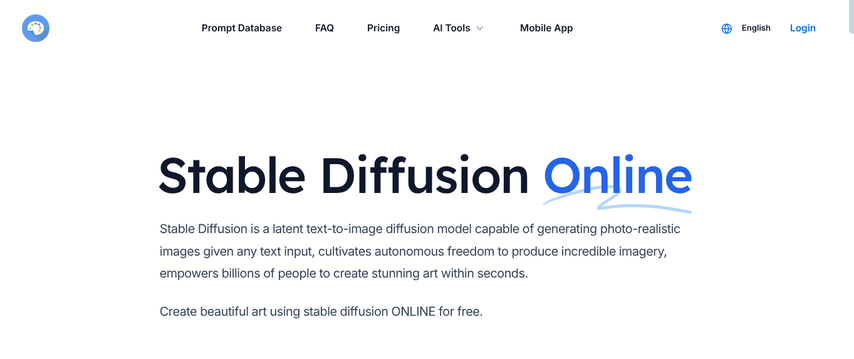 homepage screenshot of stable diffusion