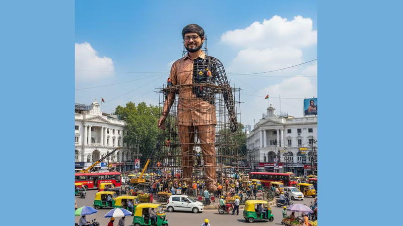 oversized statue of a boy