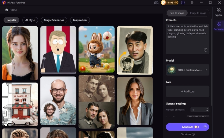 enter text prompt and choose model