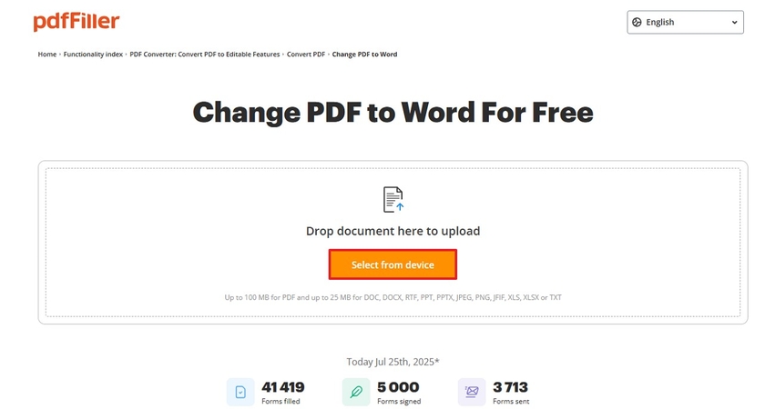 upload pdf file put into word file