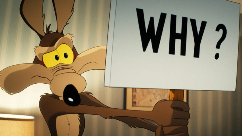 coyote holding a sign