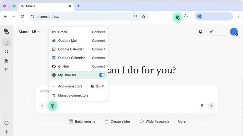 manus browser operator aktivieren
