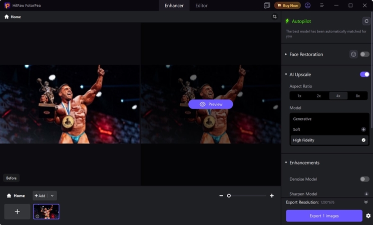 preview ai upscale fotorpea