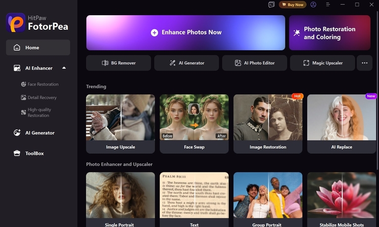 select enhance photos button fotorpea