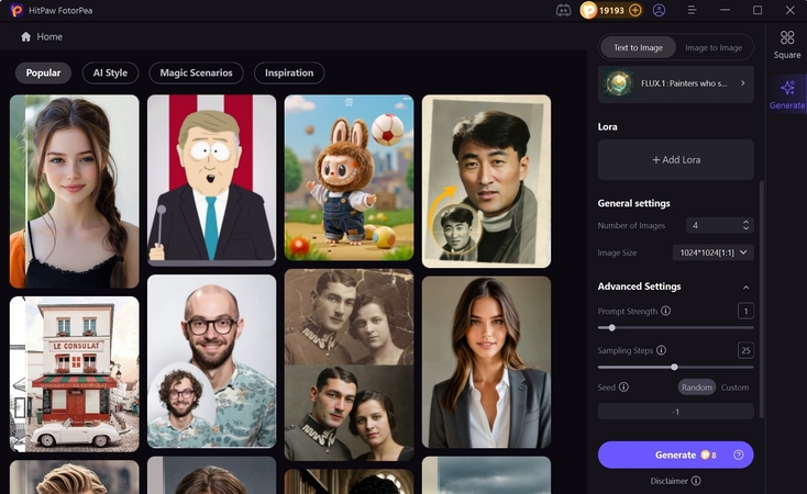 alter settings and click generate