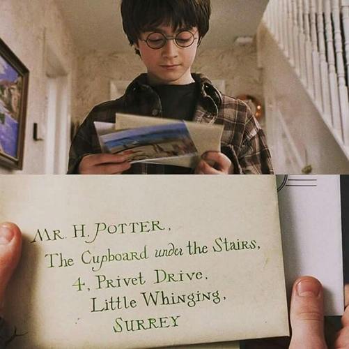 Harry Potter receiving Hogwards letter