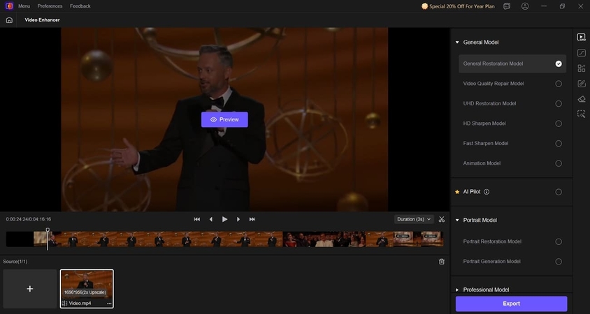 select editing model and preview results