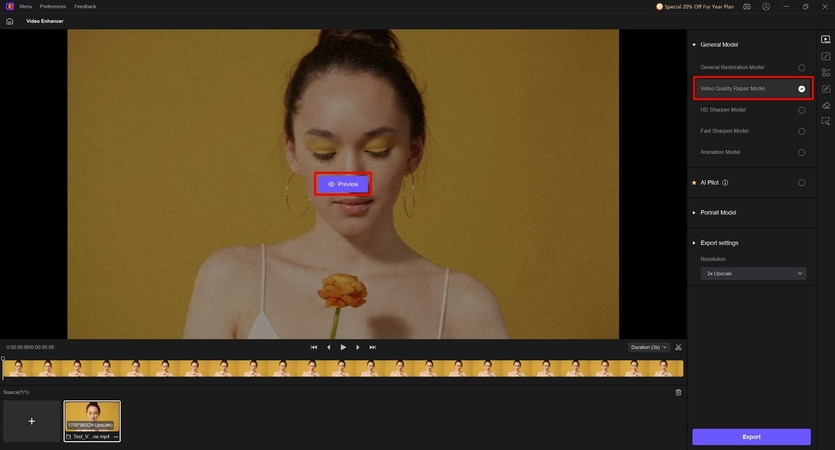 apply video quality repair model