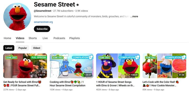 sesame street youtube channel
