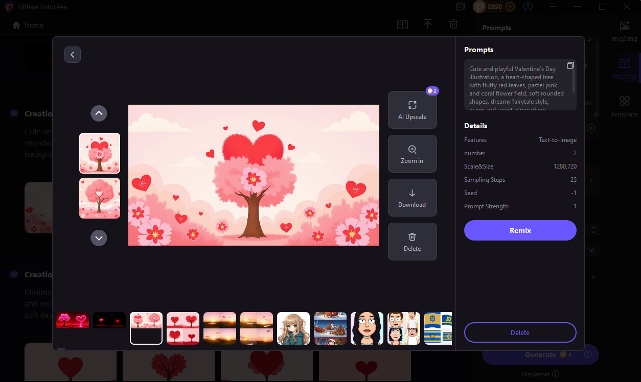 generate desktop valantines wallpaper with fotorpea