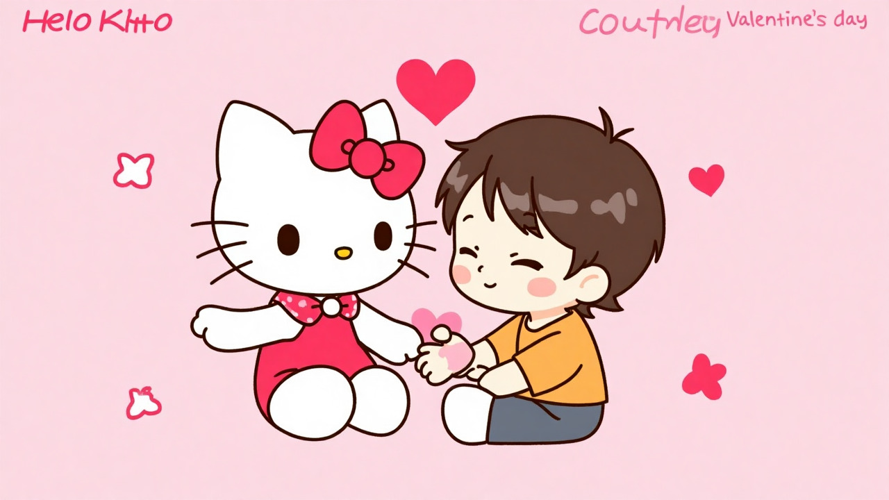 matching hello kitty and dear daniel valentines wallpaper for couples