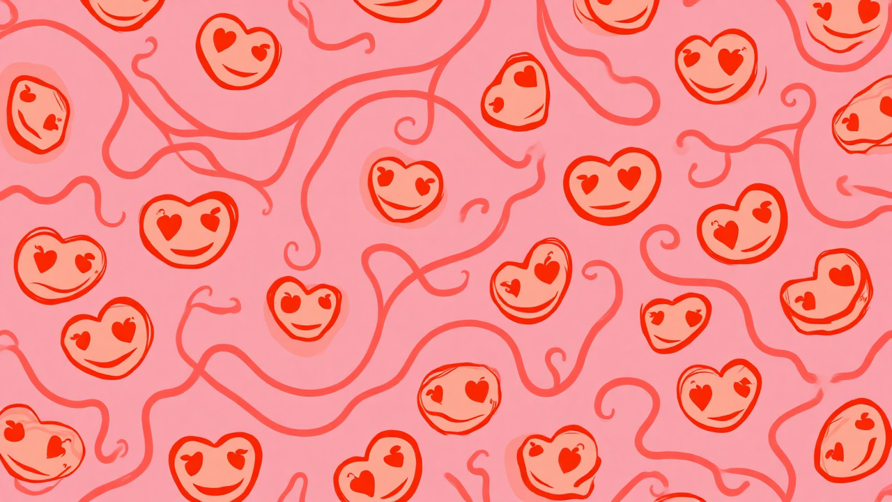 retro 70s style smiley face valentine wallpaper with heart eyes