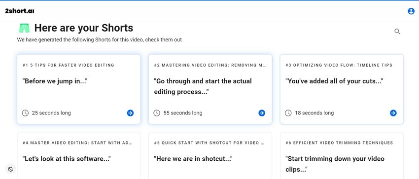 2short ai create video guide step 3