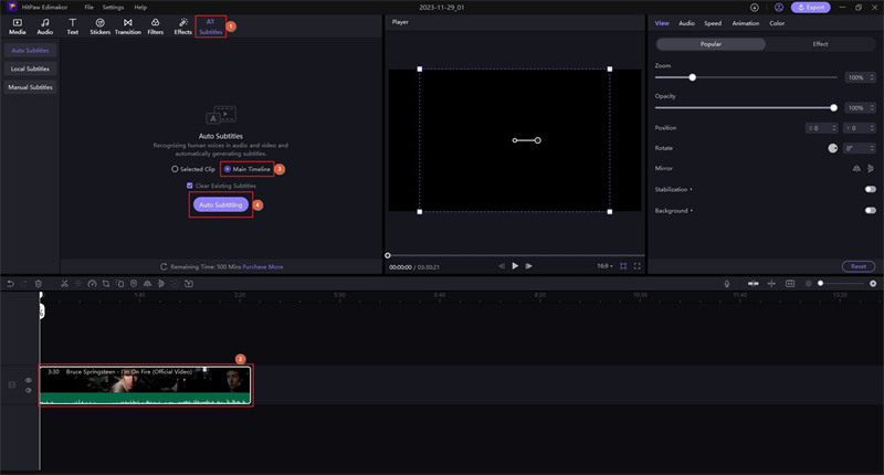 HitPaw Edimakor auto generate captions premiere pro