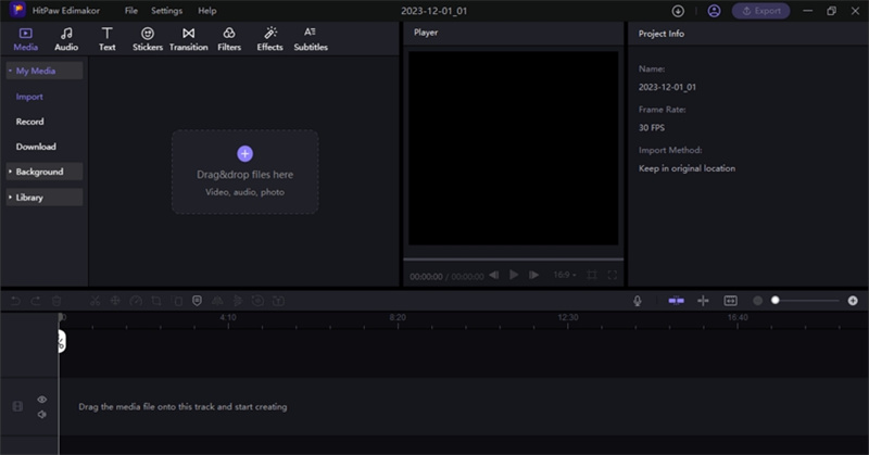 hitpaw edimakor add subtitles step 1