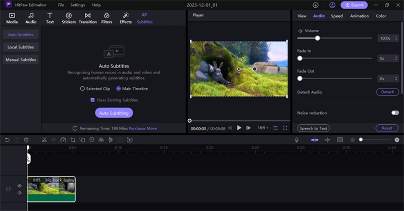 hitpaw edimakor add subtitles step 2