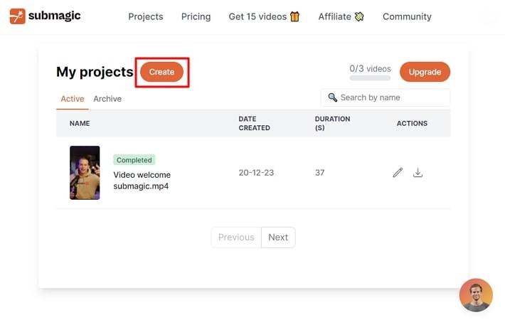 start creating content on submagic
