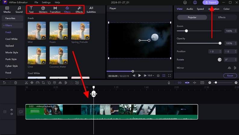 make edits and export from edimakor