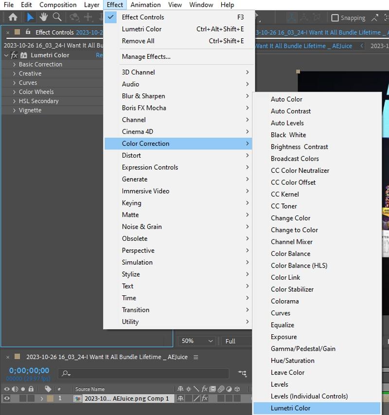 apply lumetri color