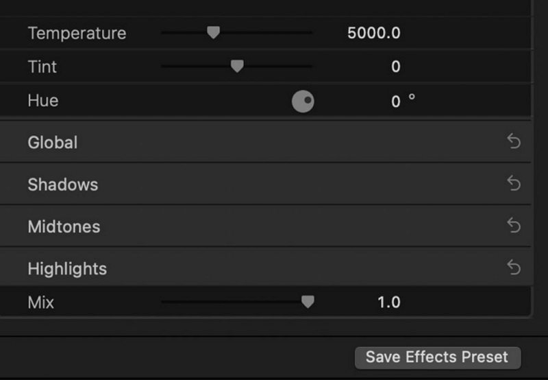 각 휠의 값을 변경
