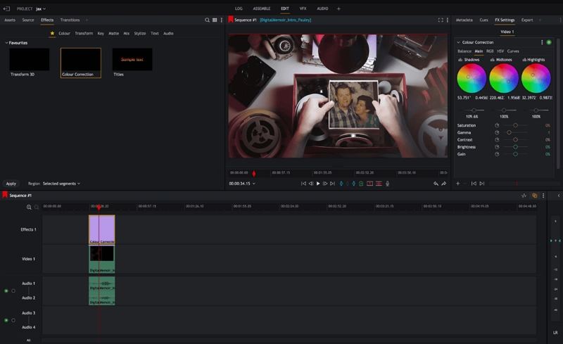 lightworks color correction interface