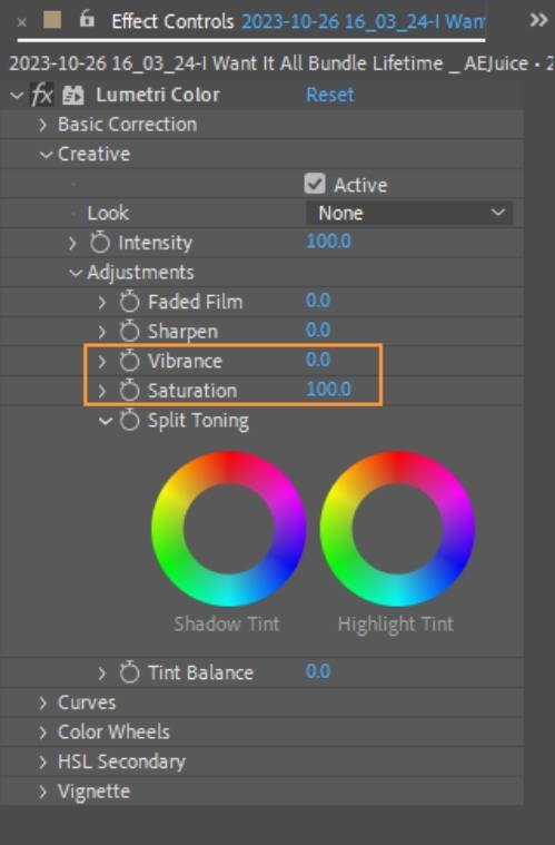 refine saturation and vibrance