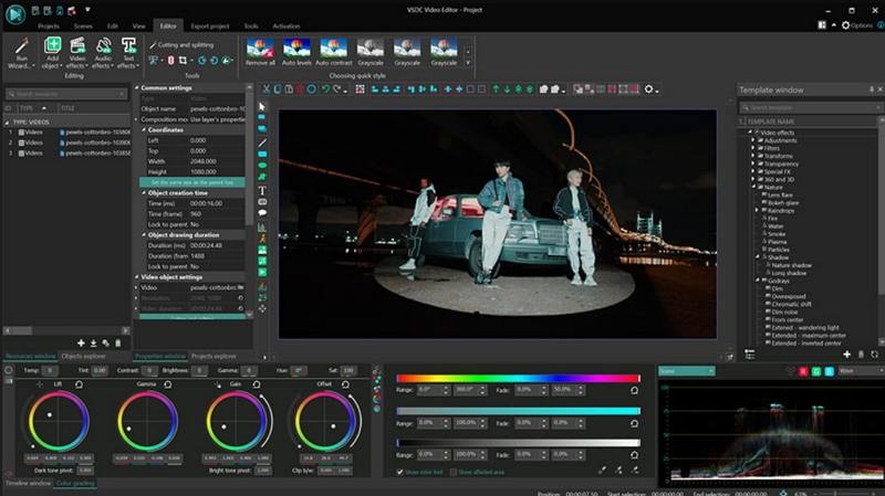 vsdc video color grading