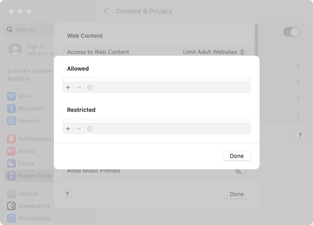 block youtube access on mac by screen time