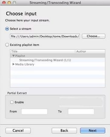 choose video to stream in vlc on mac