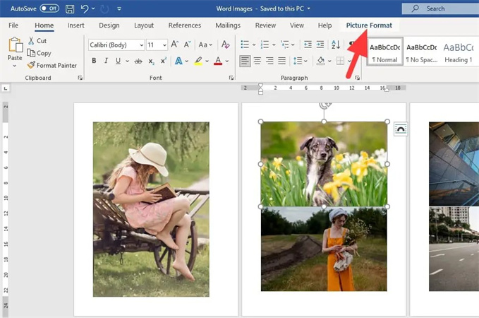 tocca il formato dell'immagine su Word