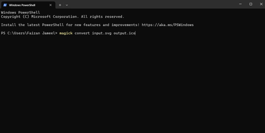 convert svg image into ico by windows powershell