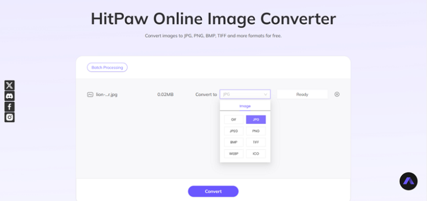 select output format as ico