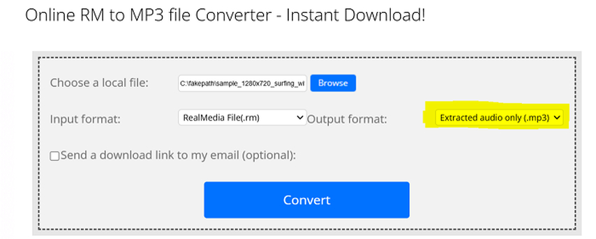 konvertiere rm in mp3 audio online
