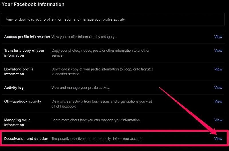 خيارات تعطيل فيسبوك من الكمبيوتر