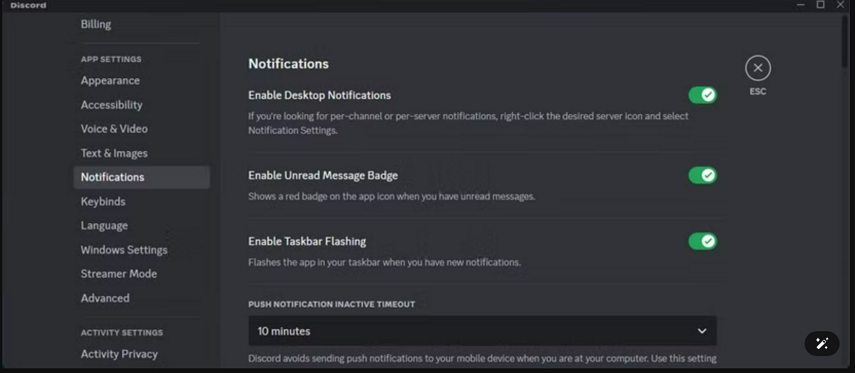 enable desktop notification for discord