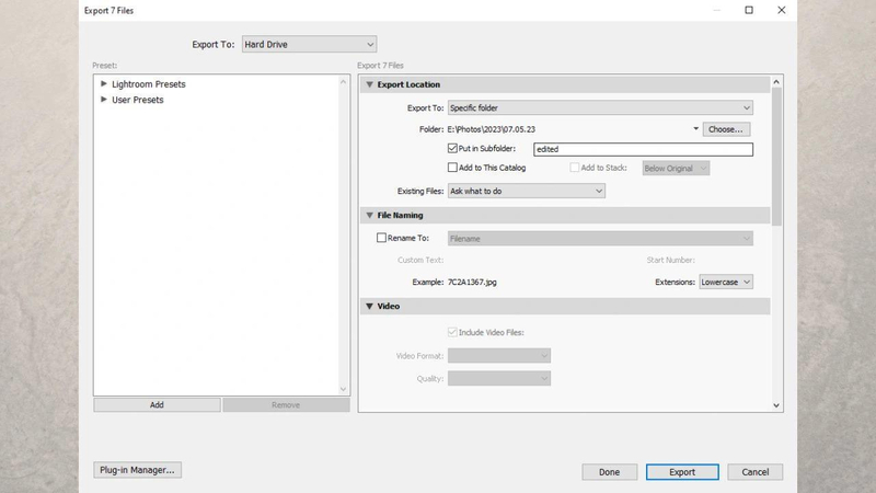 Exporter une photo avec un filigrane dans Lightroom