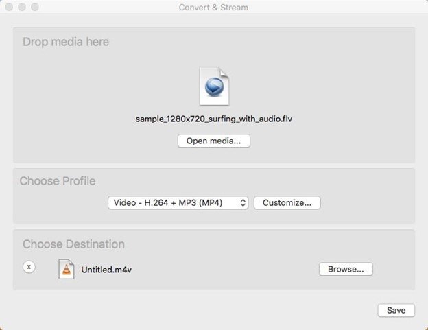 save flv as mp4 in vlc on mac